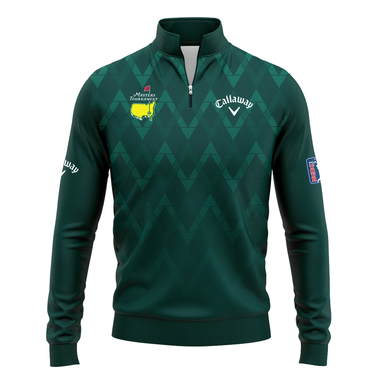 Abstract Dark Green Zigzag Background Masters Tournament Callaway Quarter-Zip Jacket Style Classic Quarter-Zip Jacket