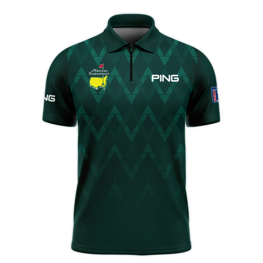 Abstract Dark Green Zigzag Background Masters Tournament Ping Zipper Polo Shirt Style Classic Zipper Polo Shirt For Men