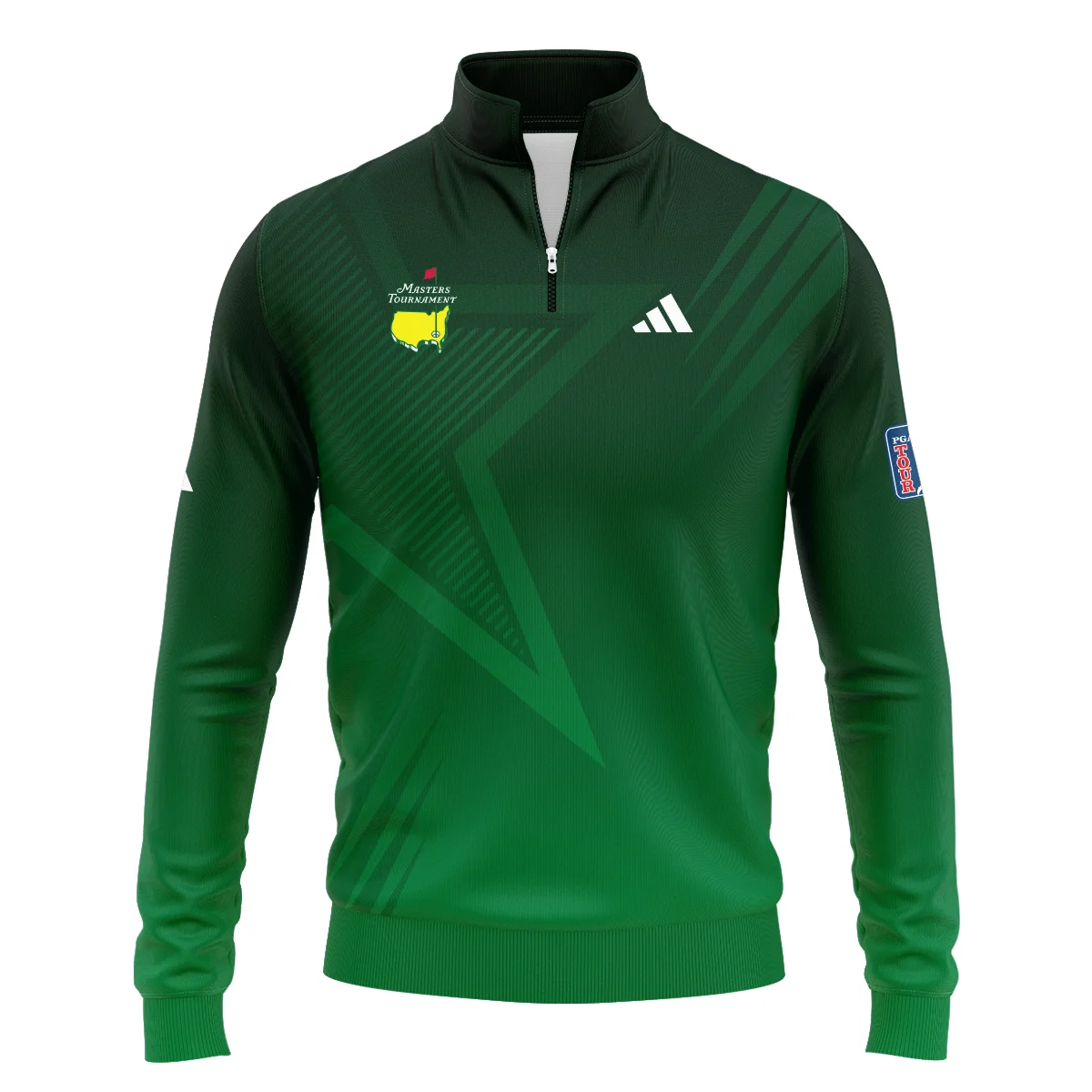 Adidas Masters Tournament Polo Shirt Dark Green Gradient Star Pattern Golf Sports Quarter-Zip Jacket Style Classic Quarter-Zip Jacket