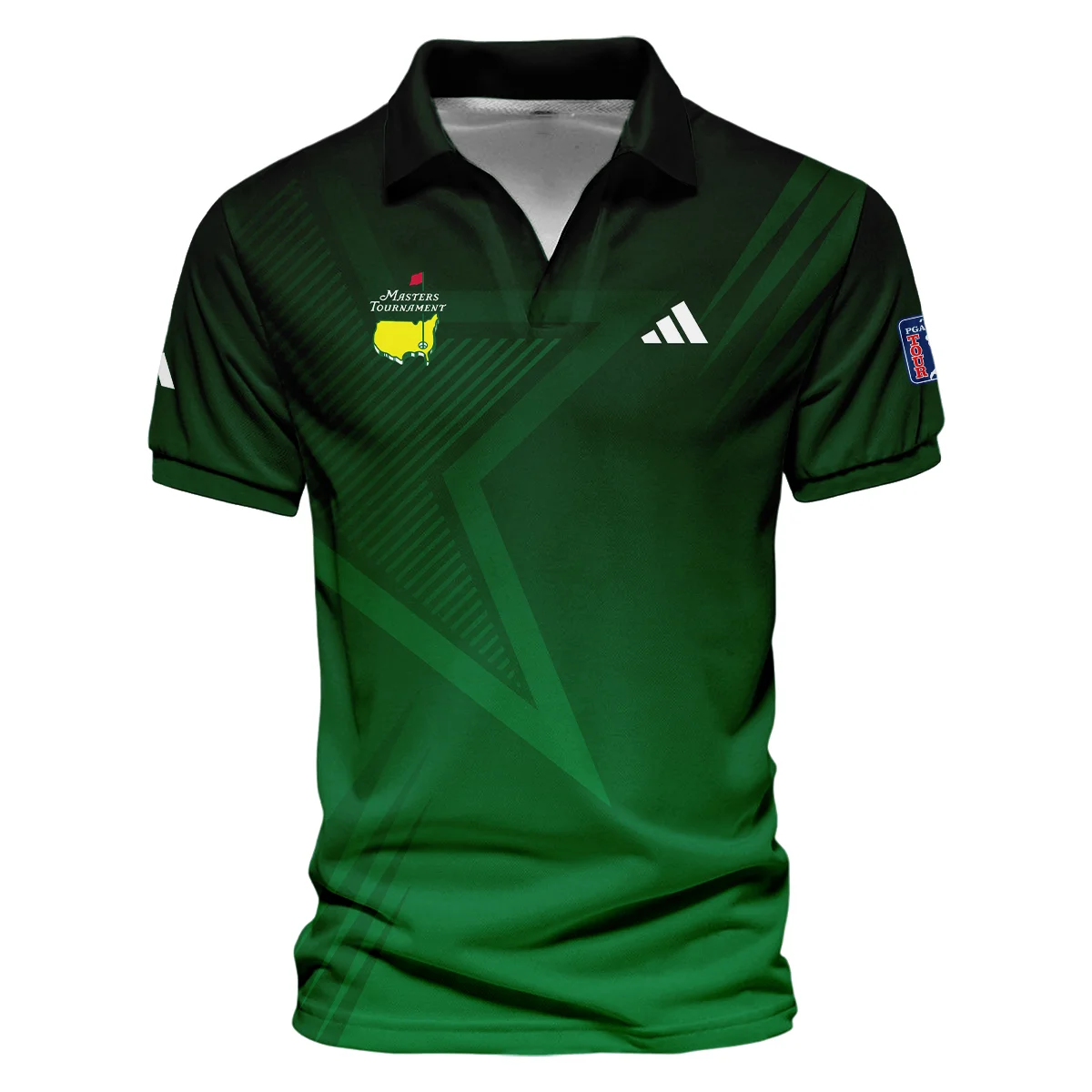 Adidas Masters Tournament Polo Shirt Dark Green Gradient Star Pattern Golf Sports Vneck Polo Shirt Style Classic Polo Shirt For Men