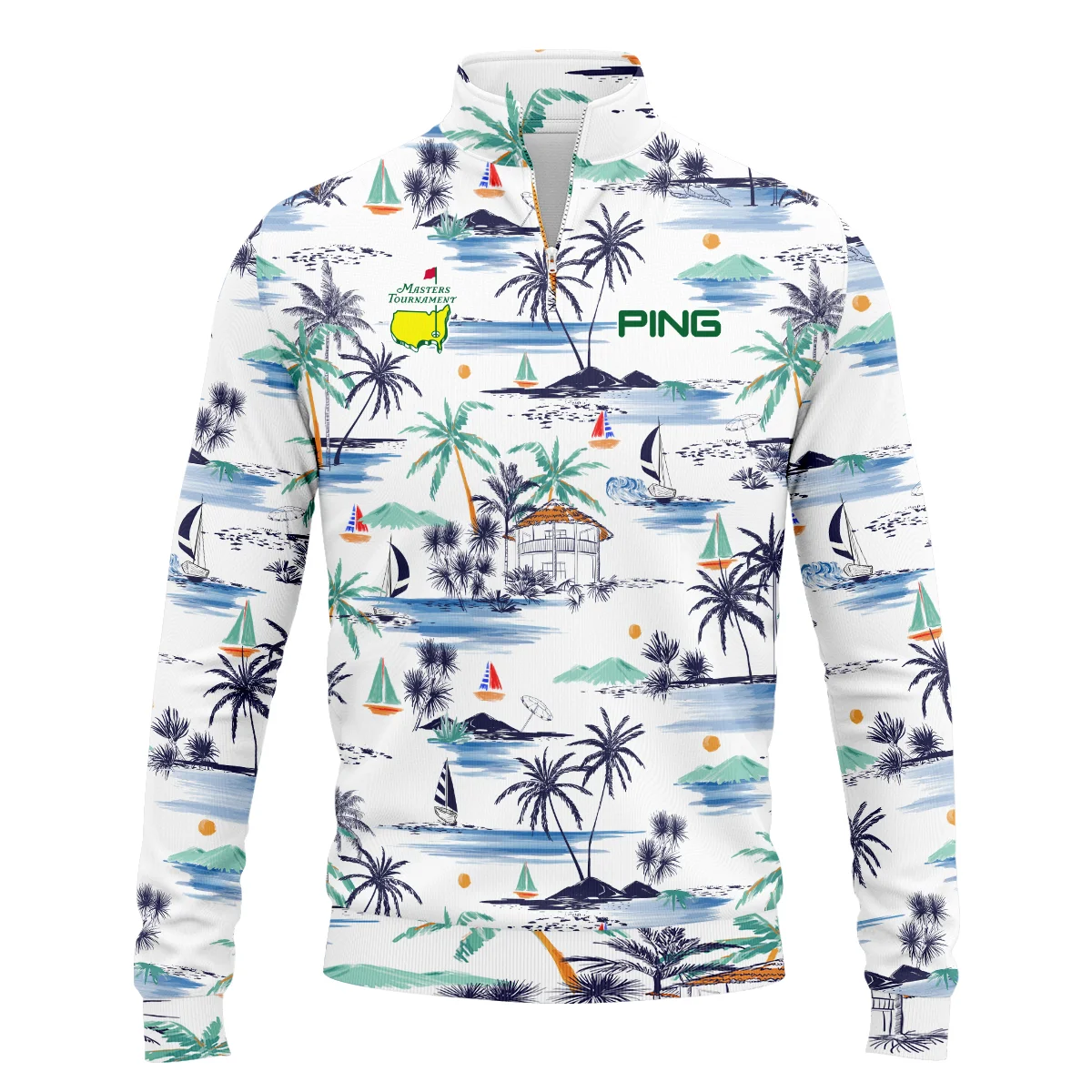 Artistic Seamless Summer Island Pattern Masters Tournament Ping Quarter-Zip Jacket Style Classic Quarter-Zip Jacket