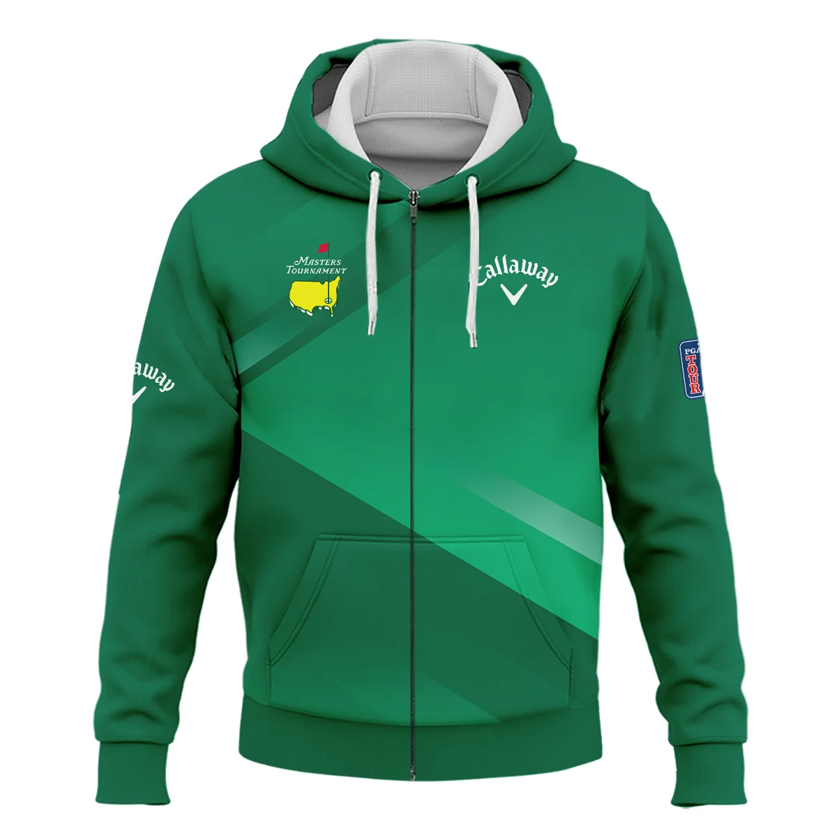 Callaway Masters Tournament Golf Zipper Hoodie Shirt Green Gradient Pattern Sports All Over Print Zipper Hoodie Shirt