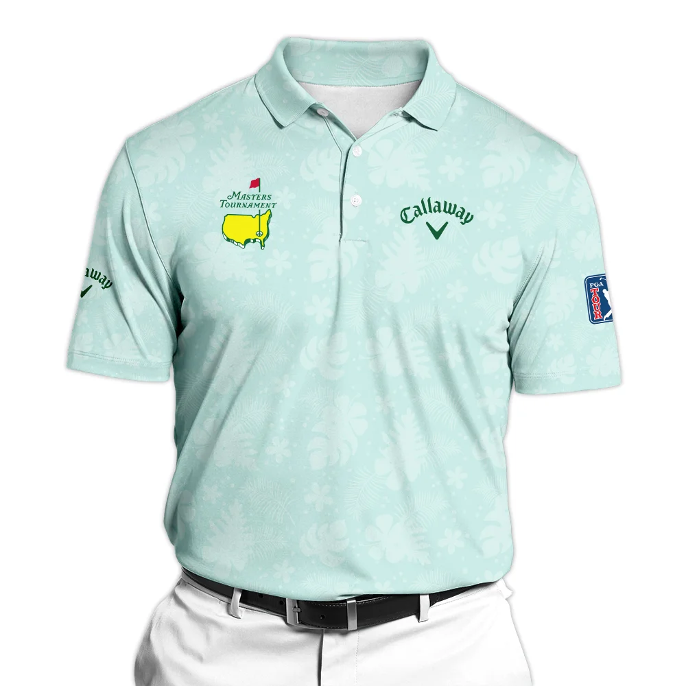 Callaway Masters Tournament Sports Polo Shirt Green Pastel Floral Hawaiian Pattern All Over Print Polo Shirt For Men