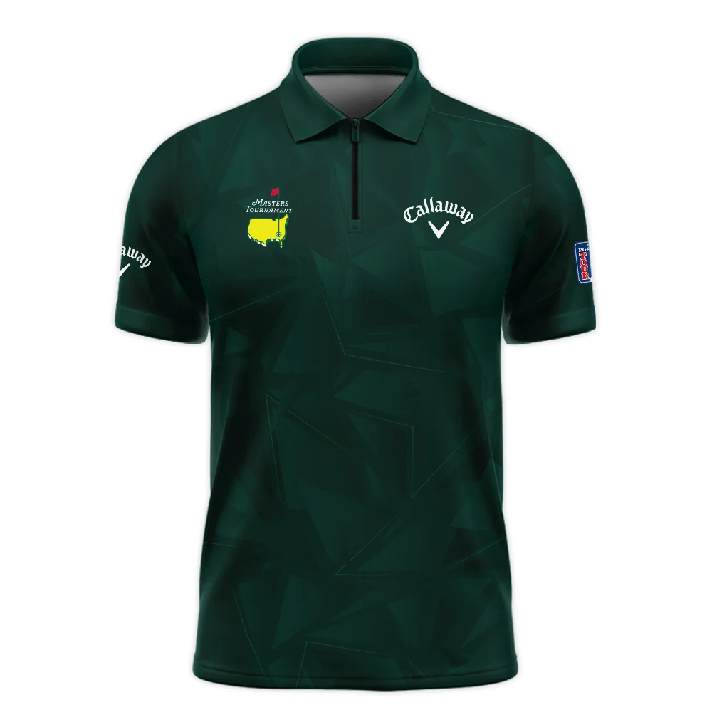 Dark Green Abstract Sport Masters Tournament Callaway Zipper Polo Shirt Style Classic Zipper Polo Shirt For Men