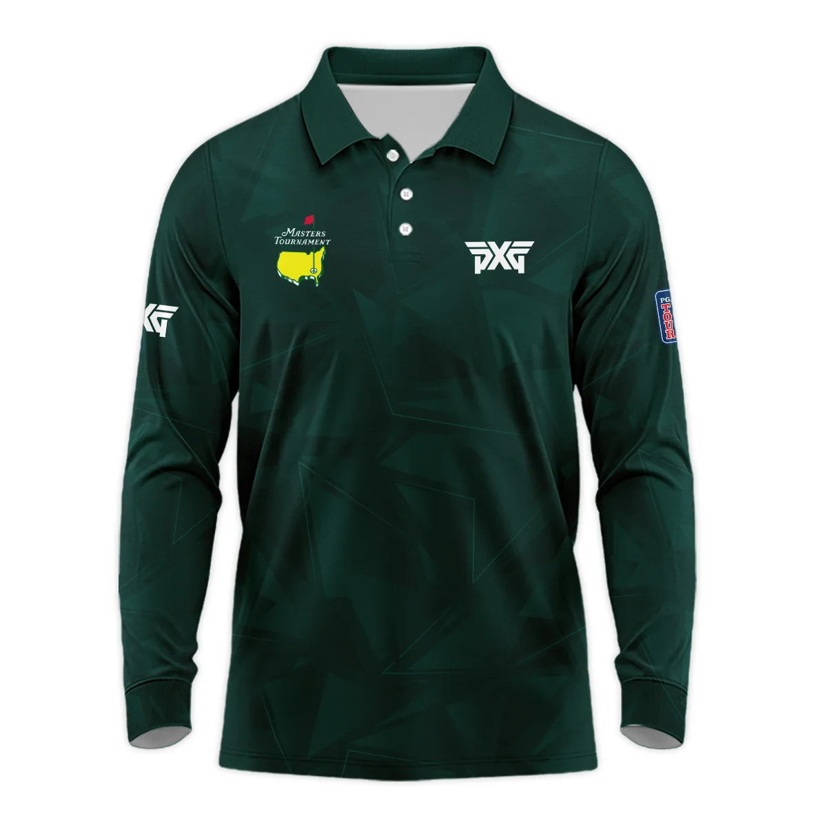 Dark Green Abstract Sport Masters Tournament Parsons Xtreme Golf Long Polo Shirt Style Classic Long Polo Shirt For Men