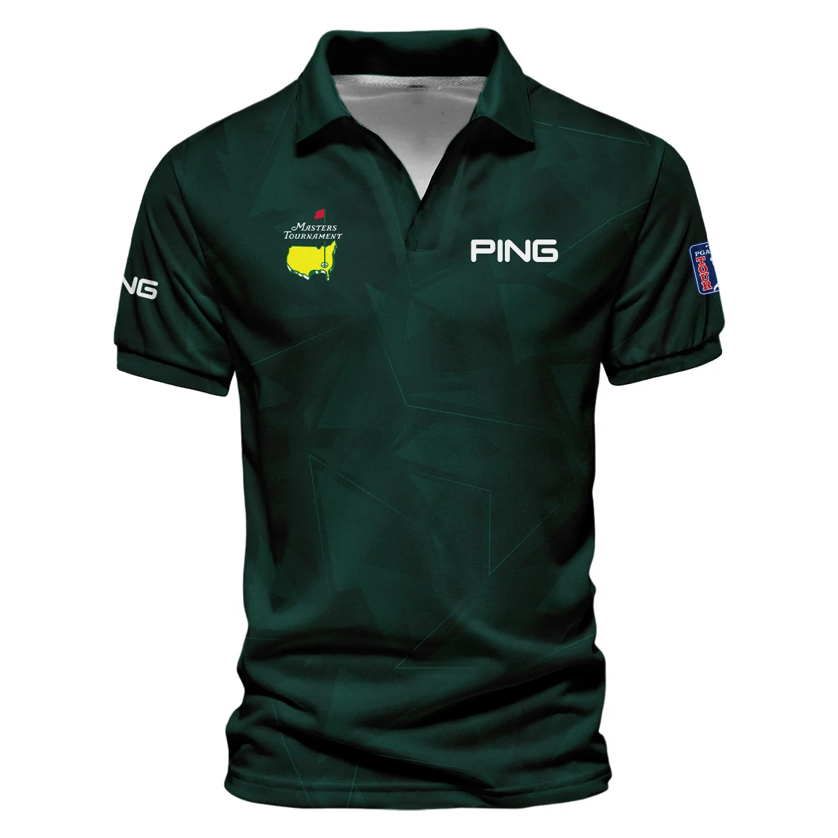 Dark Green Abstract Sport Masters Tournament Ping Vneck Polo Shirt Style Classic Polo Shirt For Men