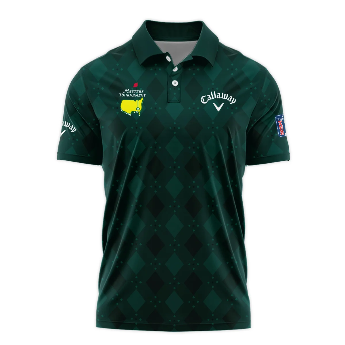 Dark Green Argyle Plaid Pattern Golf Masters Tournament Callaway Polo Shirt Style Classic Polo Shirt For Men