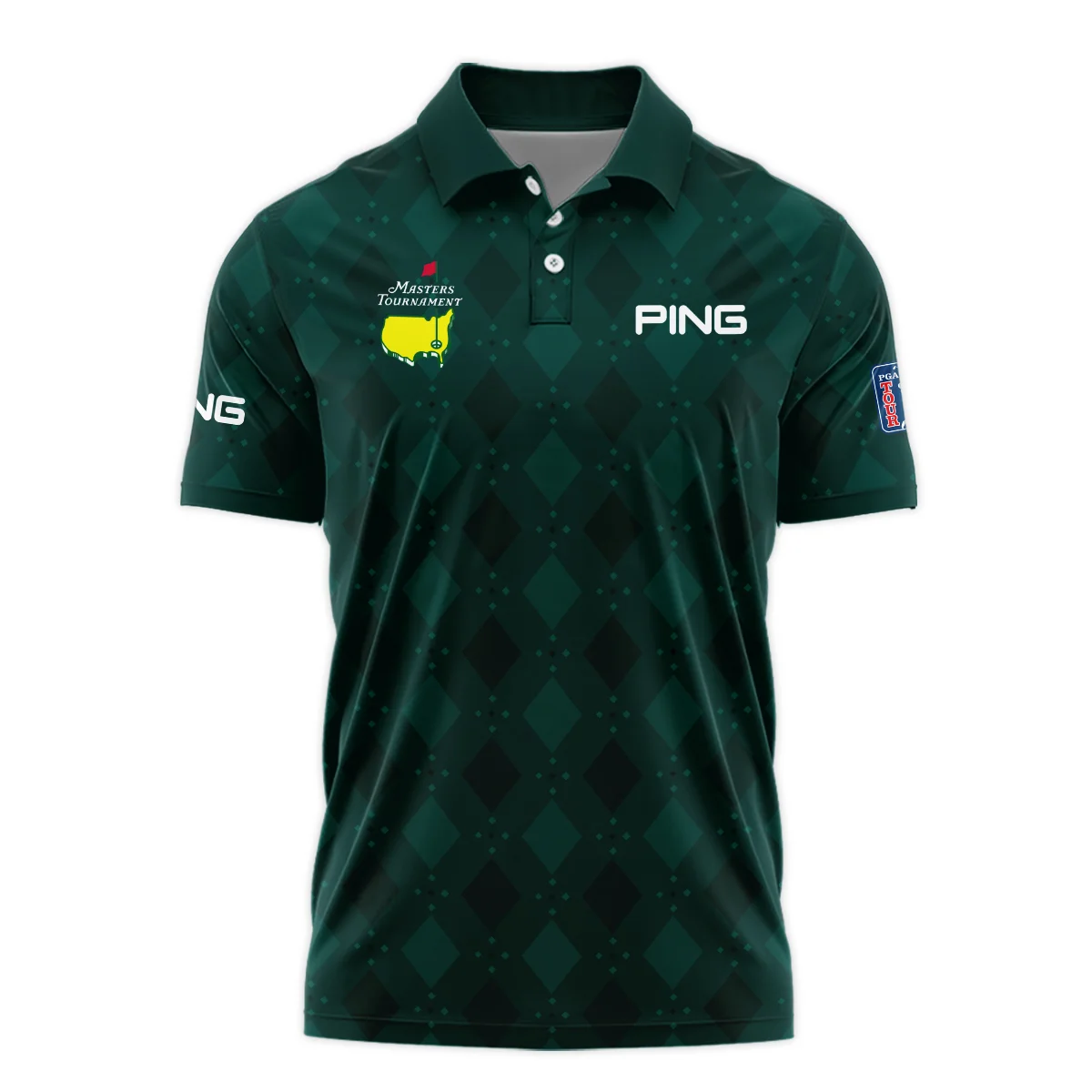 Dark Green Argyle Plaid Pattern Golf Masters Tournament Ping Polo Shirt Style Classic Polo Shirt For Men