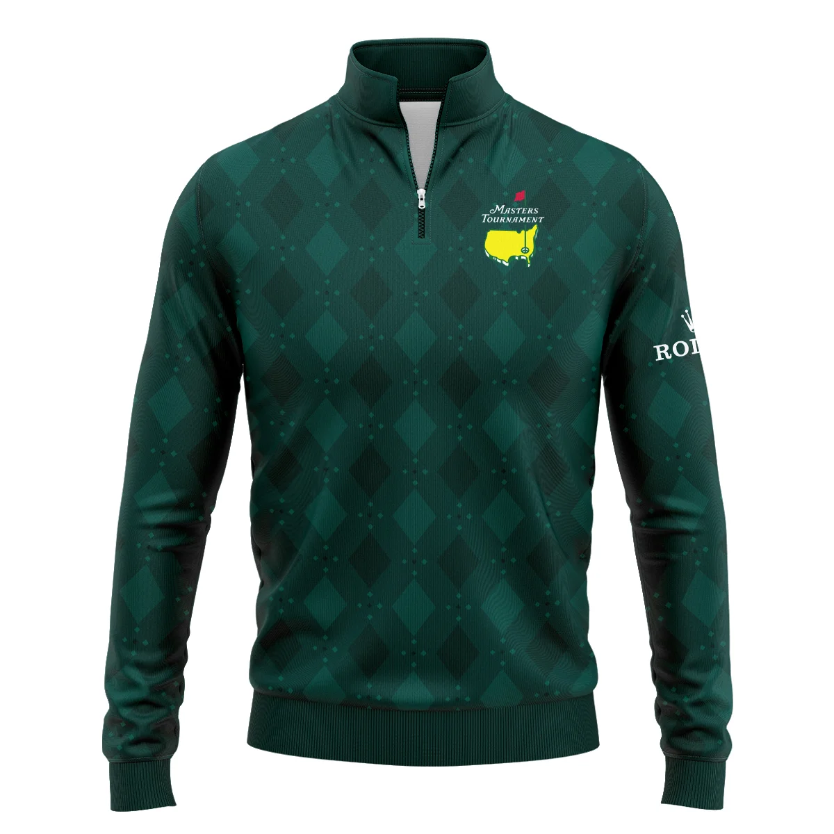 Dark Green Argyle Plaid Pattern Golf Masters Tournament Rolex Quarter-Zip Jacket Style Classic Quarter-Zip Jacket