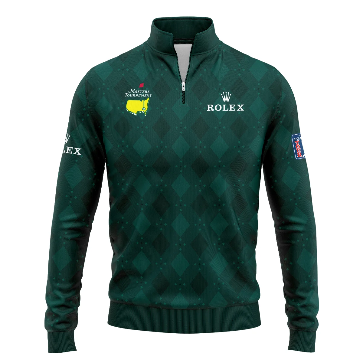 Stars Gradient Dark Green Grunge Pattern Masters Tournament Callaway Quarter-Zip Jacket Style Classic Quarter-Zip Jacket