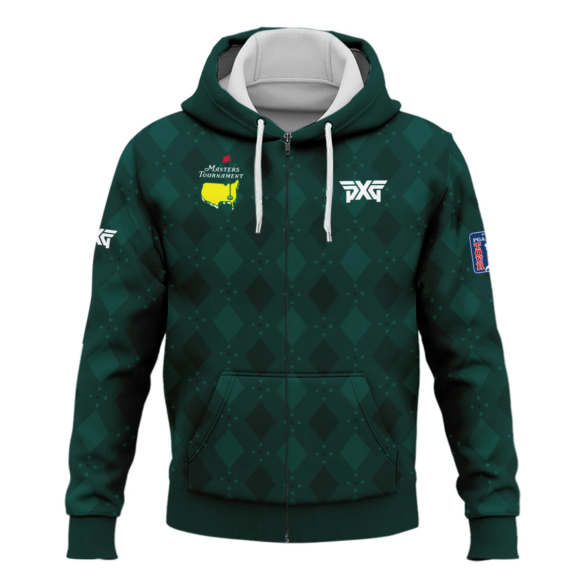 Dark Green Argyle Plaid Pattern Golf Masters Tournament Zipper Hoodie Shirt Style Classic Zipper Hoodie Shirt