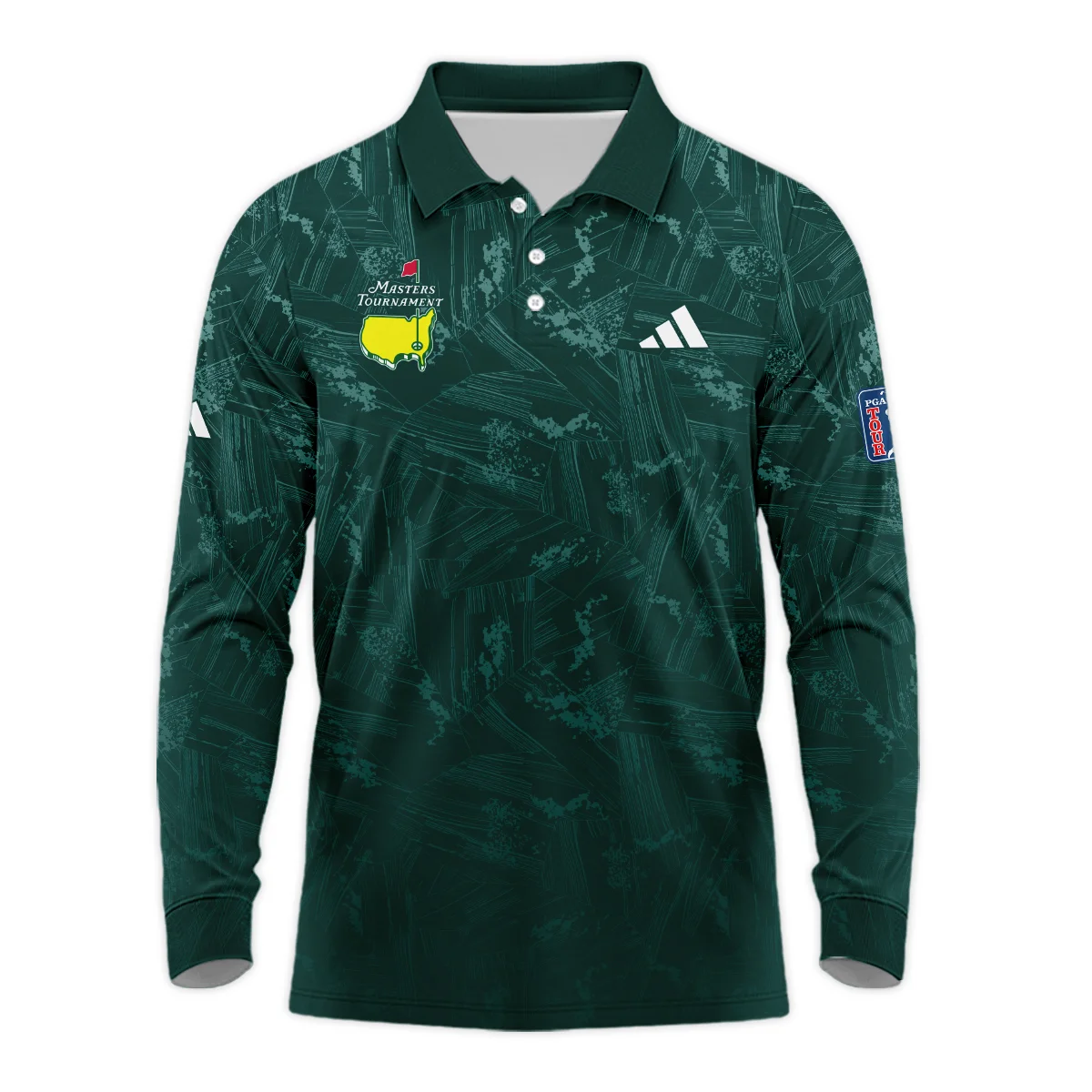 Dark Green Background Masters Tournament Adidas Long Polo Shirt Style Classic Long Polo Shirt For Men