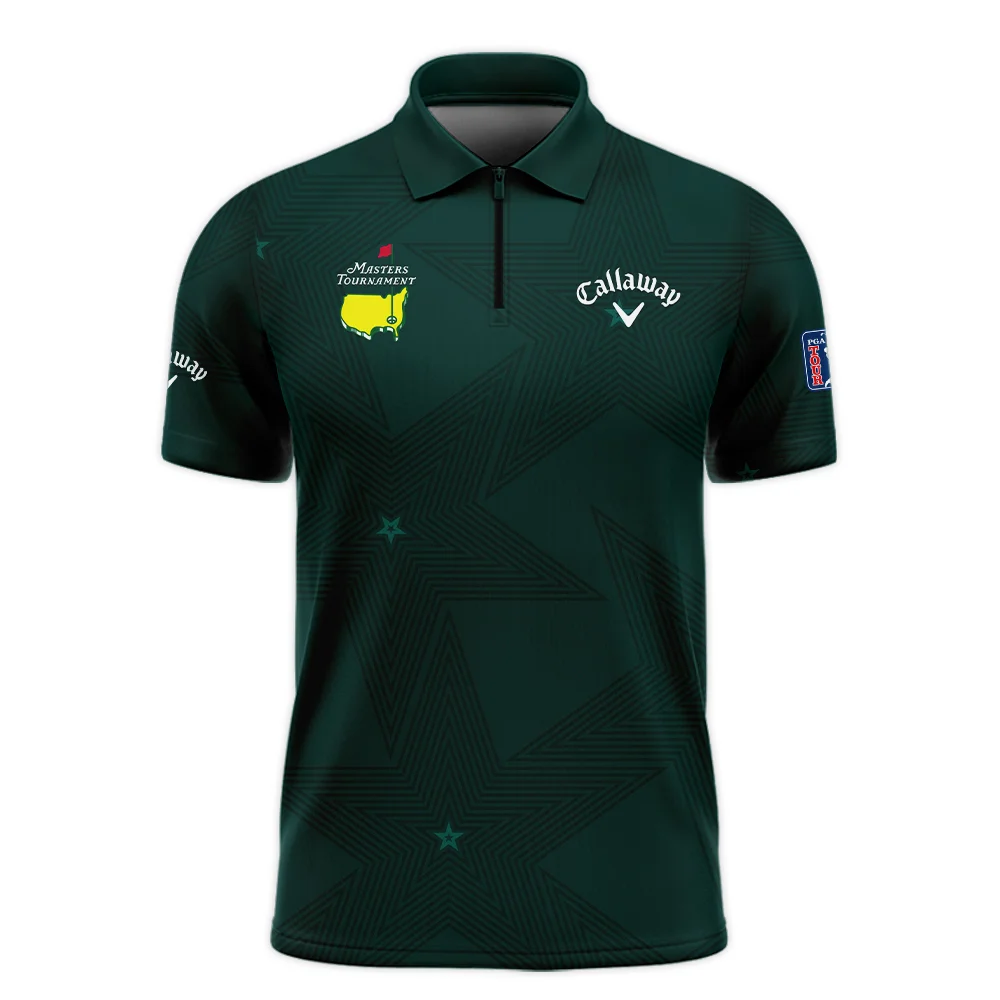 Dark Green Background Masters Tournament Callaway Zipper Polo Shirt Style Classic Zipper Polo Shirt For Men