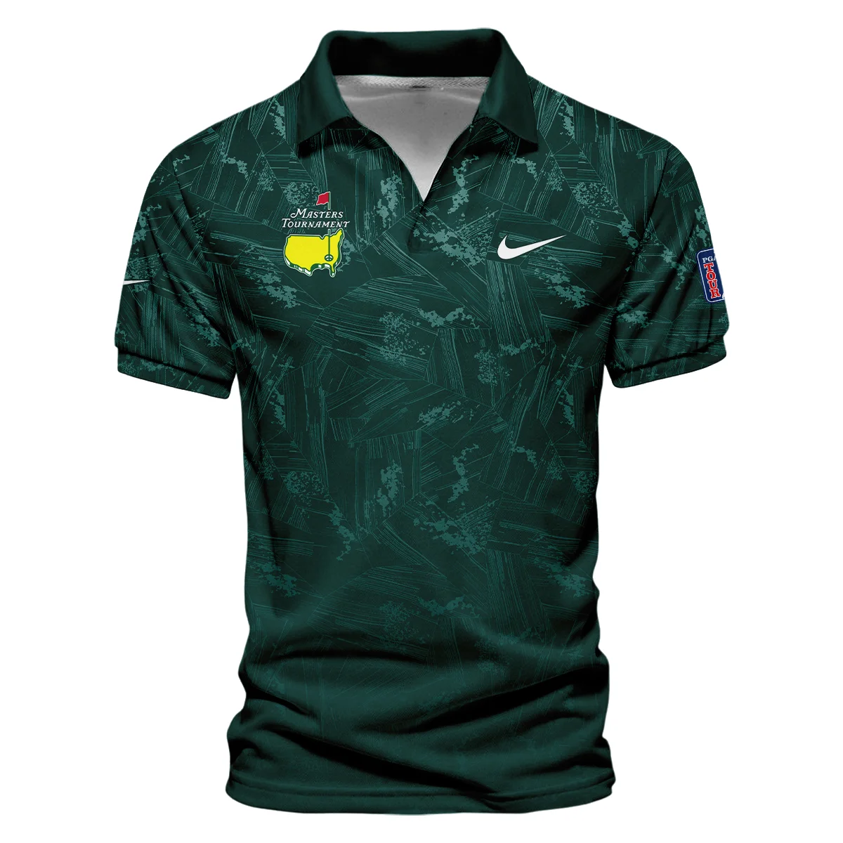 Dark Green Background Masters Tournament Nike Vneck Polo Shirt Style Classic Polo Shirt For Men