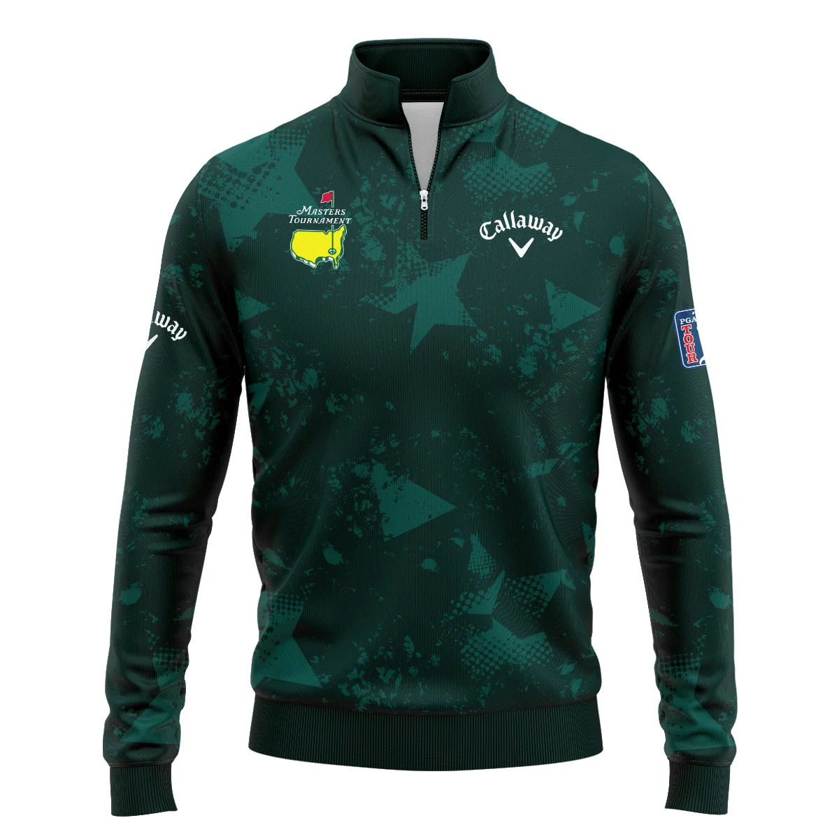 Dark Green Grunge Stars Pattern Golf Masters Tournament Callaway Quarter-Zip Jacket Style Classic Quarter-Zip Jacket