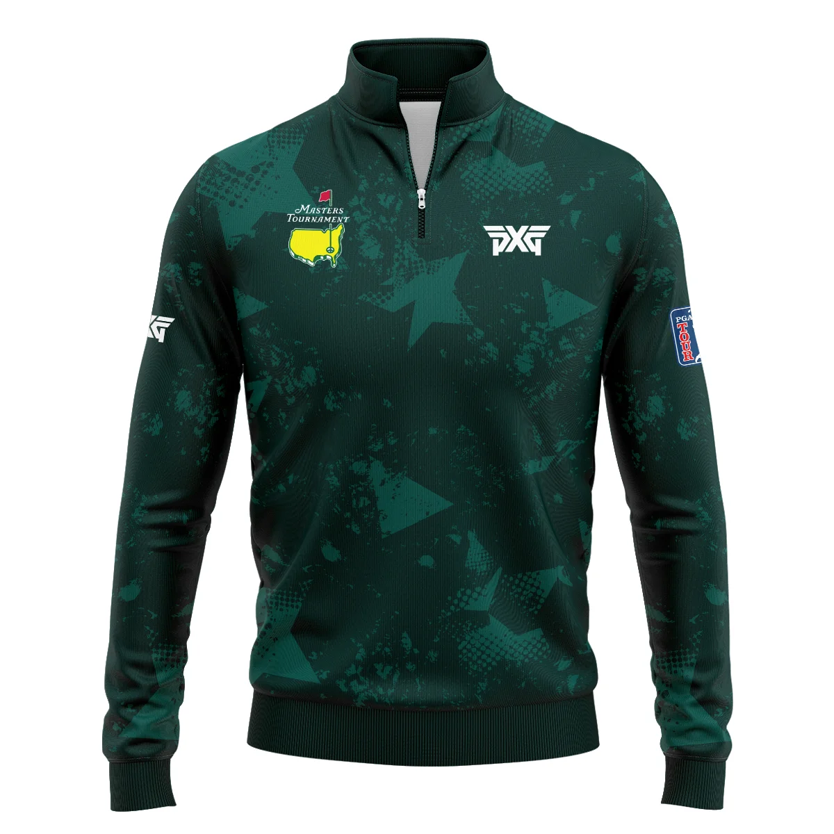 Dark Green Grunge Stars Pattern Golf Masters Tournament Rolex Quarter-Zip Jacket Style Classic Quarter-Zip Jacket