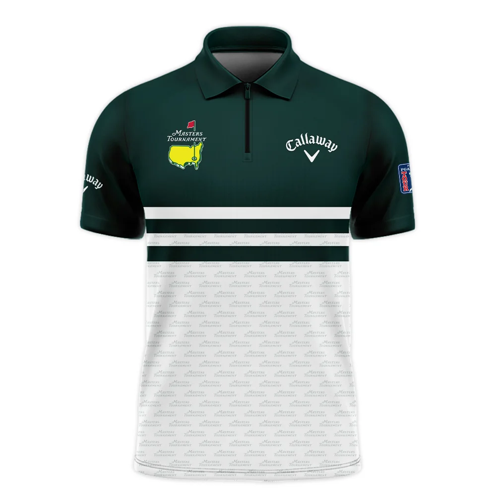 Dark Green Background Masters Tournament Adidas Zipper Polo Shirt Style Classic Zipper Polo Shirt For Men