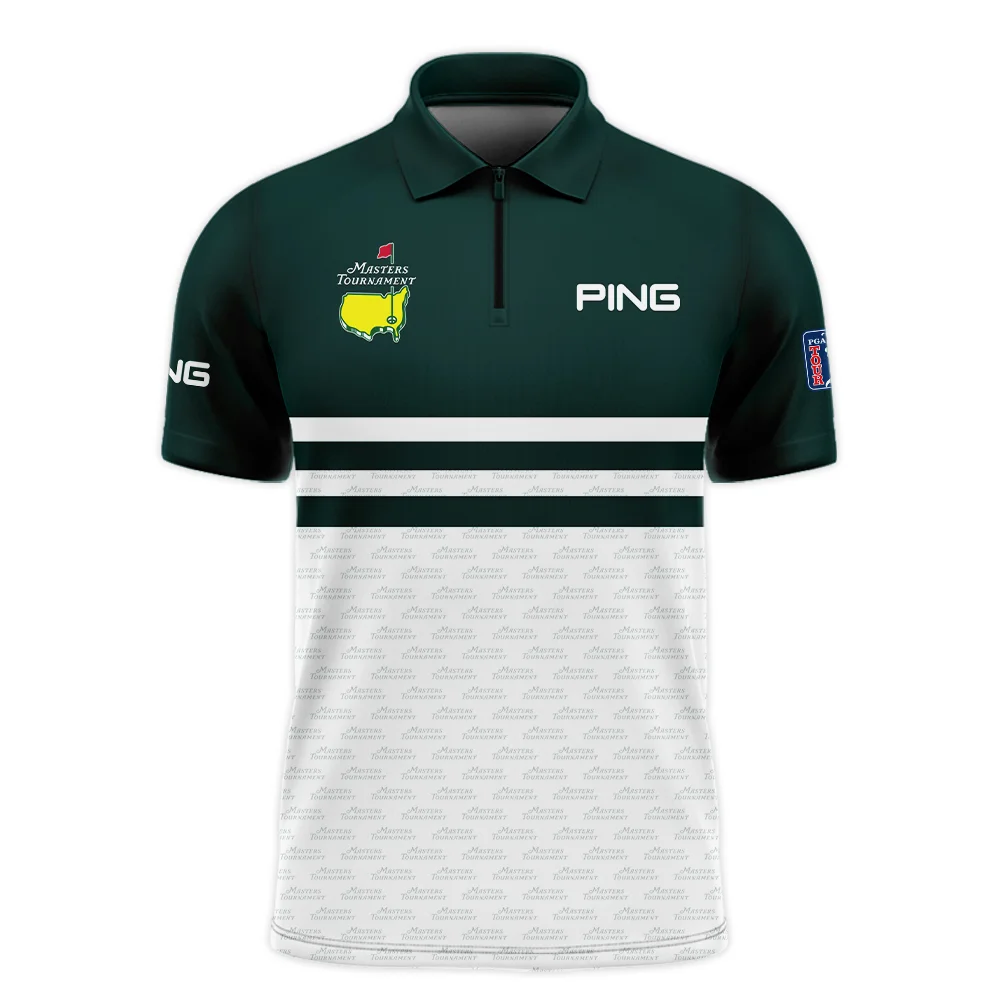 Dark Green Mix White With Logo Pattern Masters Tournament Ping Zipper Polo Shirt Style Classic Zipper Polo Shirt For Men