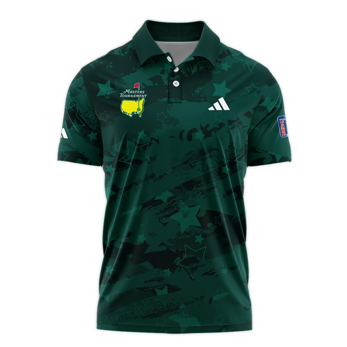 Dark Green Stars Pattern Grunge Background Masters Tournament Adidas Polo Shirt Style Classic Polo Shirt For Men