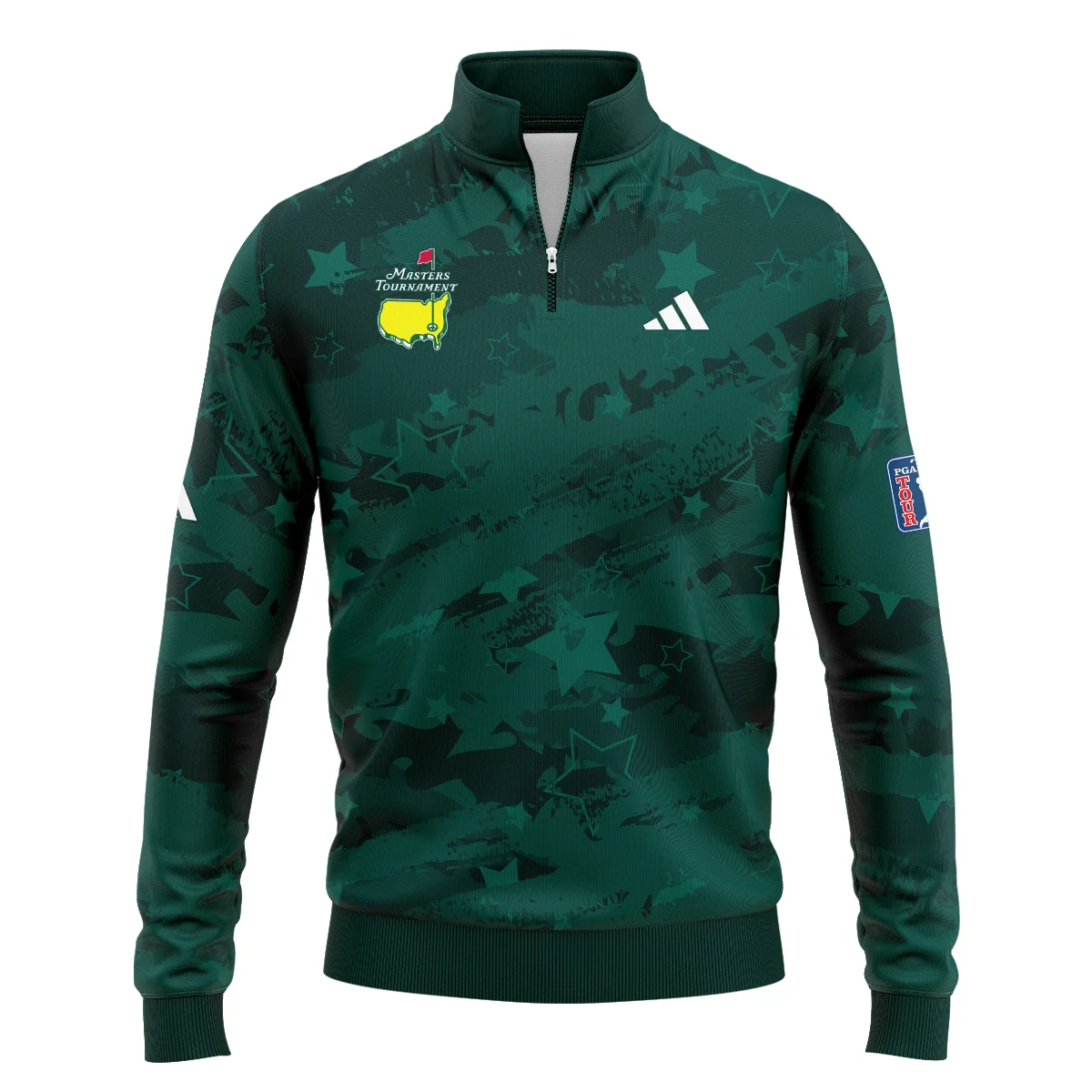 Dark Green Stars Pattern Grunge Background Masters Tournament Adidas Quarter-Zip Jacket Style Classic Quarter-Zip Jacket