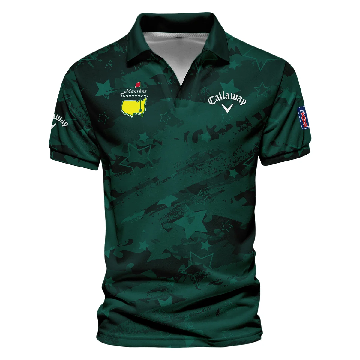 Dark Green Stars Pattern Grunge Background Masters Tournament Callaway Vneck Polo Shirt Style Classic Polo Shirt For Men