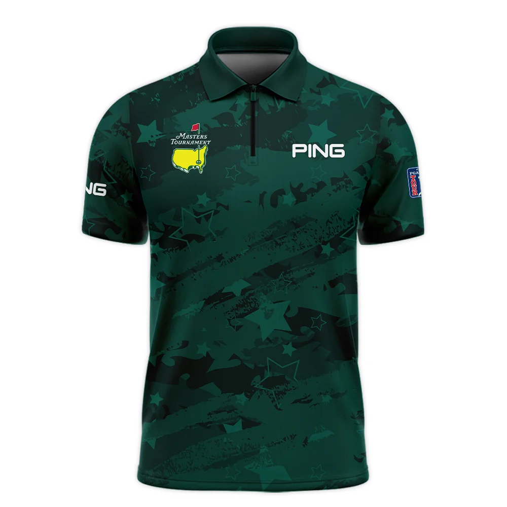 Dark Green Stars Pattern Grunge Background Masters Tournament Adidas Zipper Polo Shirt Style Classic Zipper Polo Shirt For Men