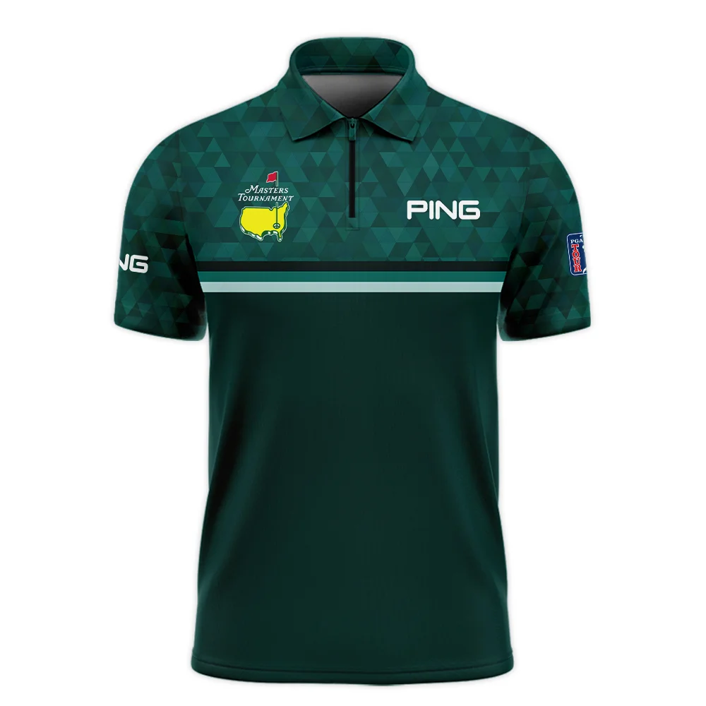 Dark Green Triangle Mosaic Pattern Masters Tournament Ping Zipper Polo Shirt Style Classic Zipper Polo Shirt For Men