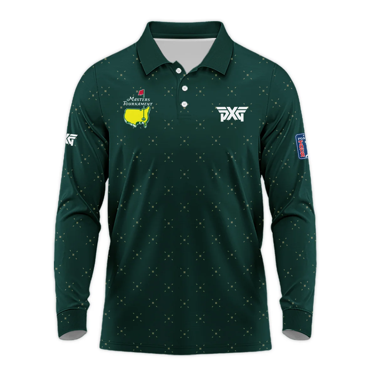 Diamond Shapes With Geometric Pattern Masters Tournament Parsons Xtreme Golf Long Polo Shirt Style Classic Long Polo Shirt For Men