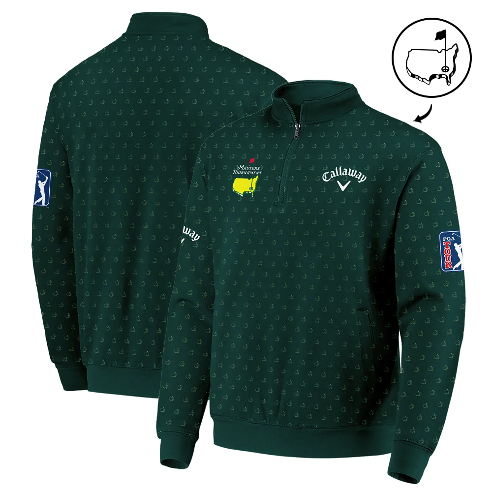 Golf Masters Tournament Callaway Quarter-Zip Jacket Logo Pattern Gold Green Golf Sports All Over Print Quarter-Zip Jacket