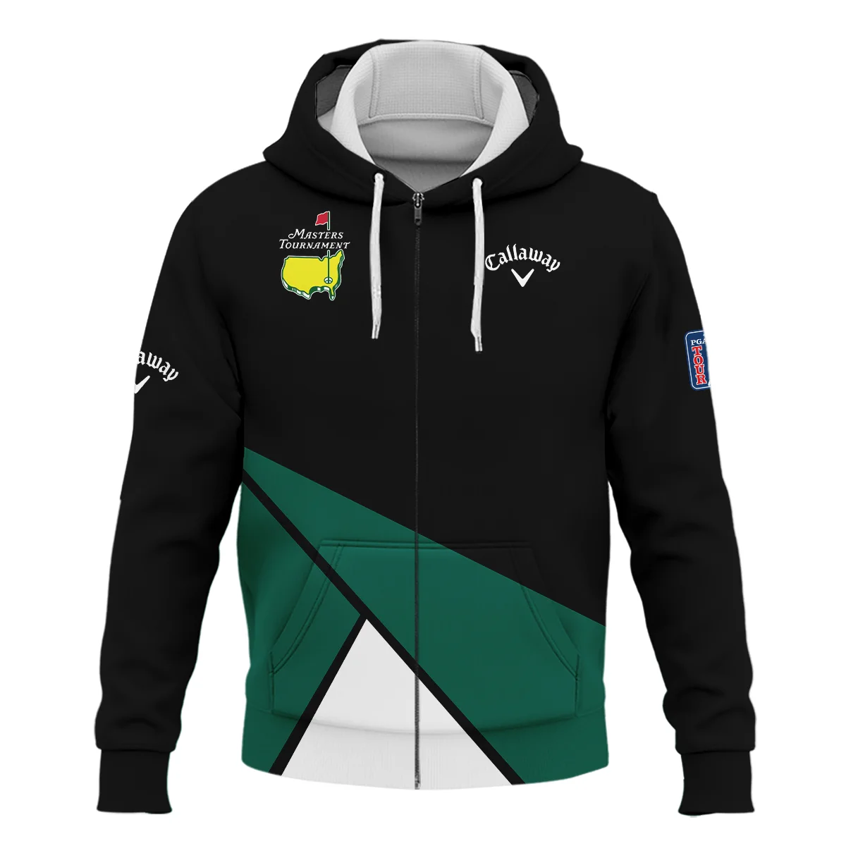 Golf Masters Tournament Callaway Zipper Hoodie Shirt Black And Green Golf Sports All Over Print Zipper Hoodie Shirt