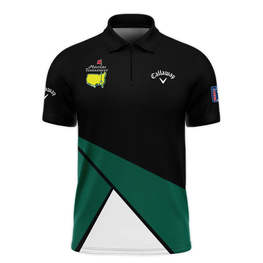 Golf Masters Tournament Callaway Zipper Polo Shirt Black And Green Golf Sports All Over Print Zipper Polo Shirt For Men