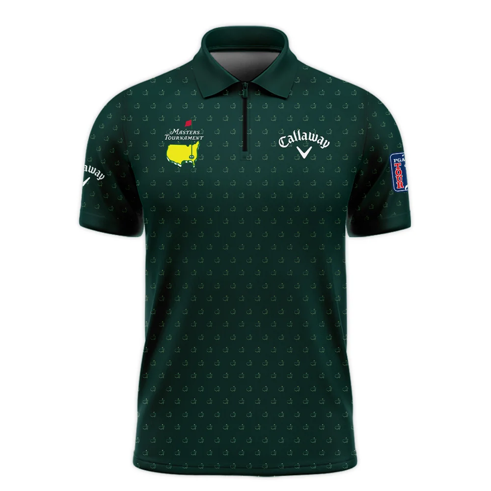 Golf Masters Tournament Callaway Zipper Polo Shirt Logo Pattern Gold Green Golf Sports All Over Print Zipper Polo Shirt For Men