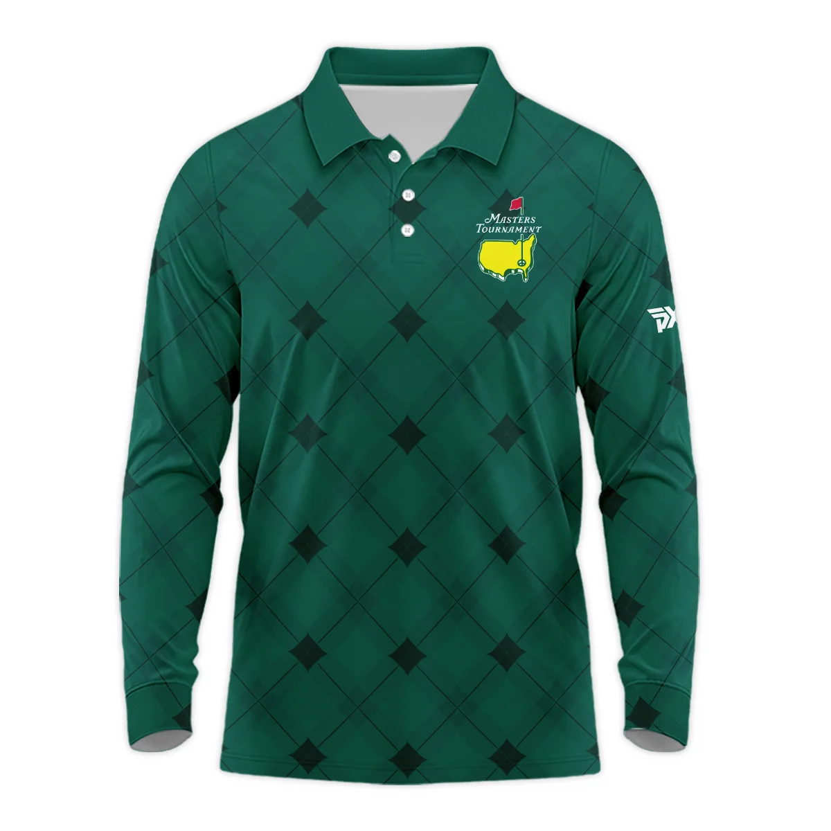 Ping Gradient Dark Green Abstract Pattern Masters Tournament Long Polo Shirt Style Classic Long Polo Shirt For Men