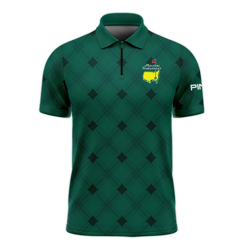 Golf Masters Tournament Green Argyle Pattern Ping Zipper Polo Shirt Style Classic Zipper Polo Shirt For Men