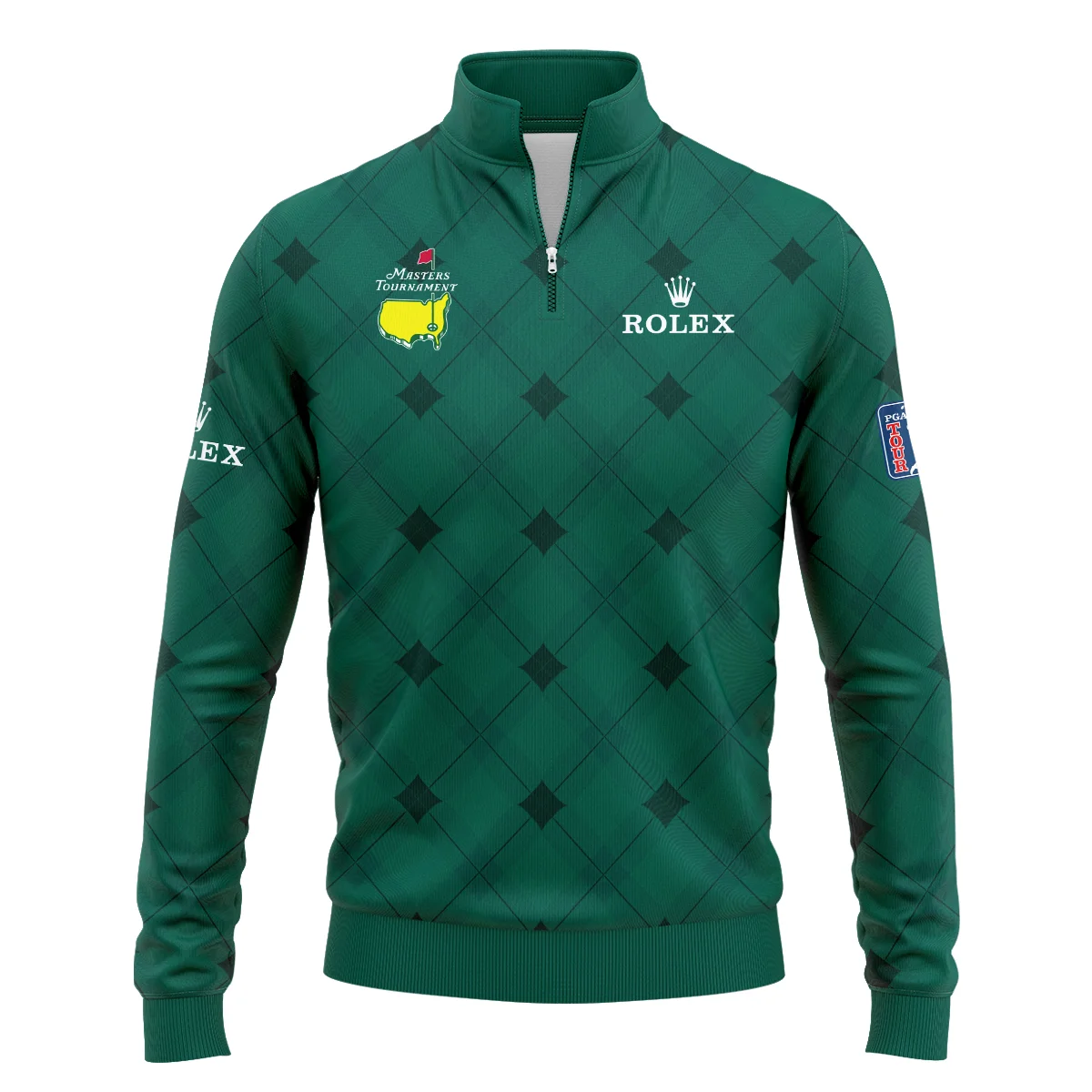 Golf Masters Tournament Green Argyle Pattern Rolex Quarter-Zip Jacket Style Classic Quarter-Zip Jacket