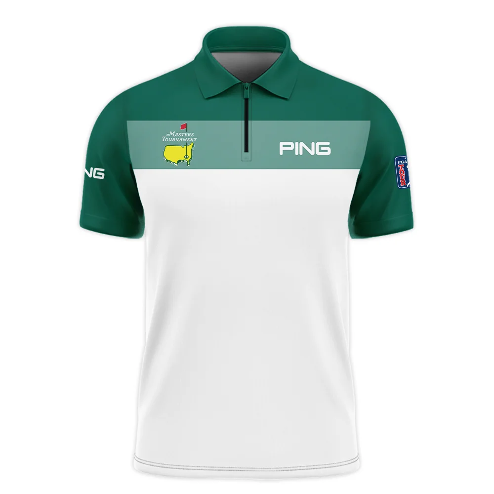 Golf Masters Tournament Ping Zipper Polo Shirt Sports Green And White All Over Print Zipper Polo Shirt For Men