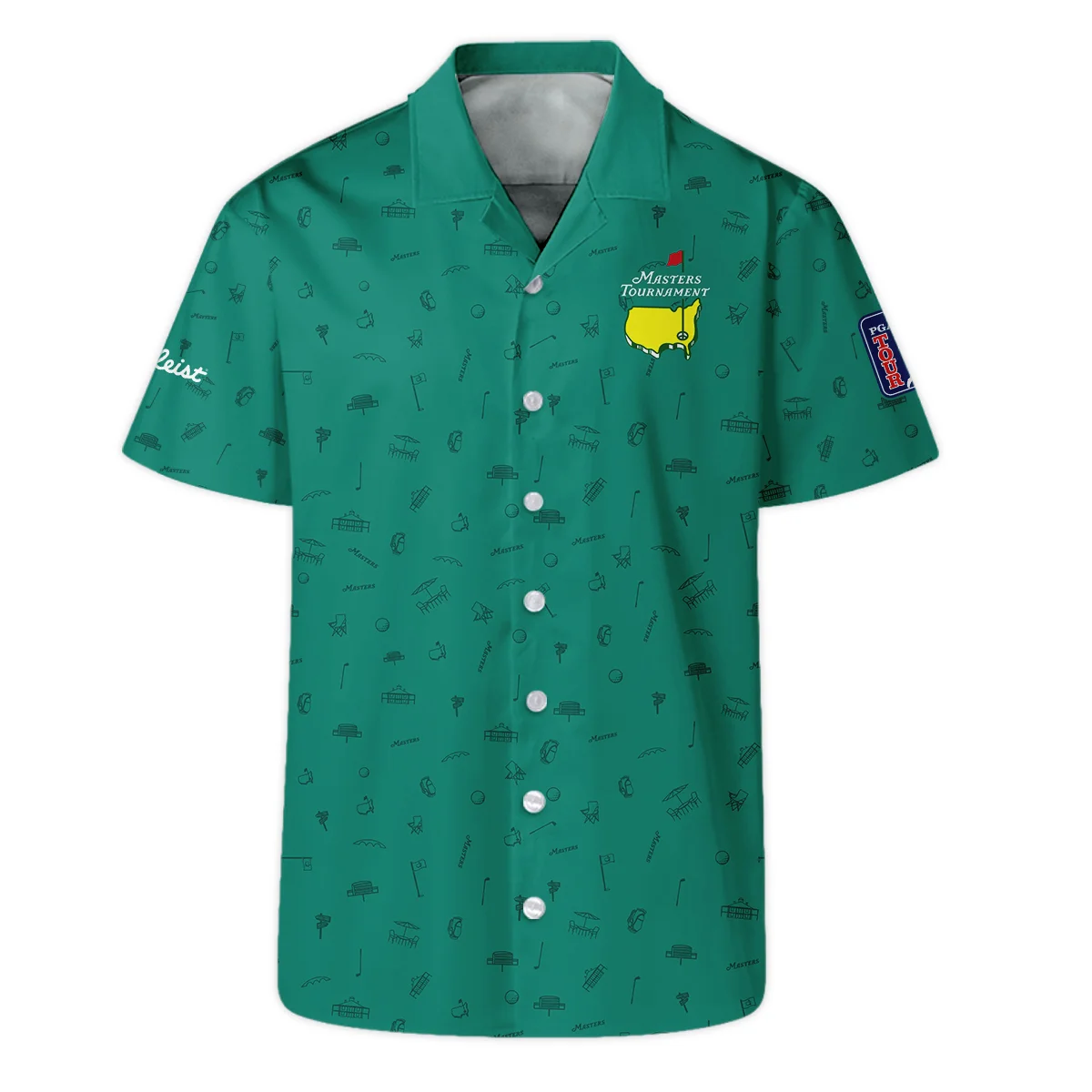 Golf Masters Tournament Titleist Hawaiian Shirt Augusta Icons Pattern Green Golf Sports All Over Print Oversized Hawaiian Shirt