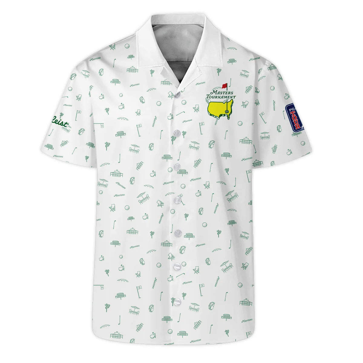 Golf Masters Tournament Titleist Hawaiian Shirt Augusta Icons Pattern White Green Golf Sports All Over Print Oversized Hawaiian Shirt