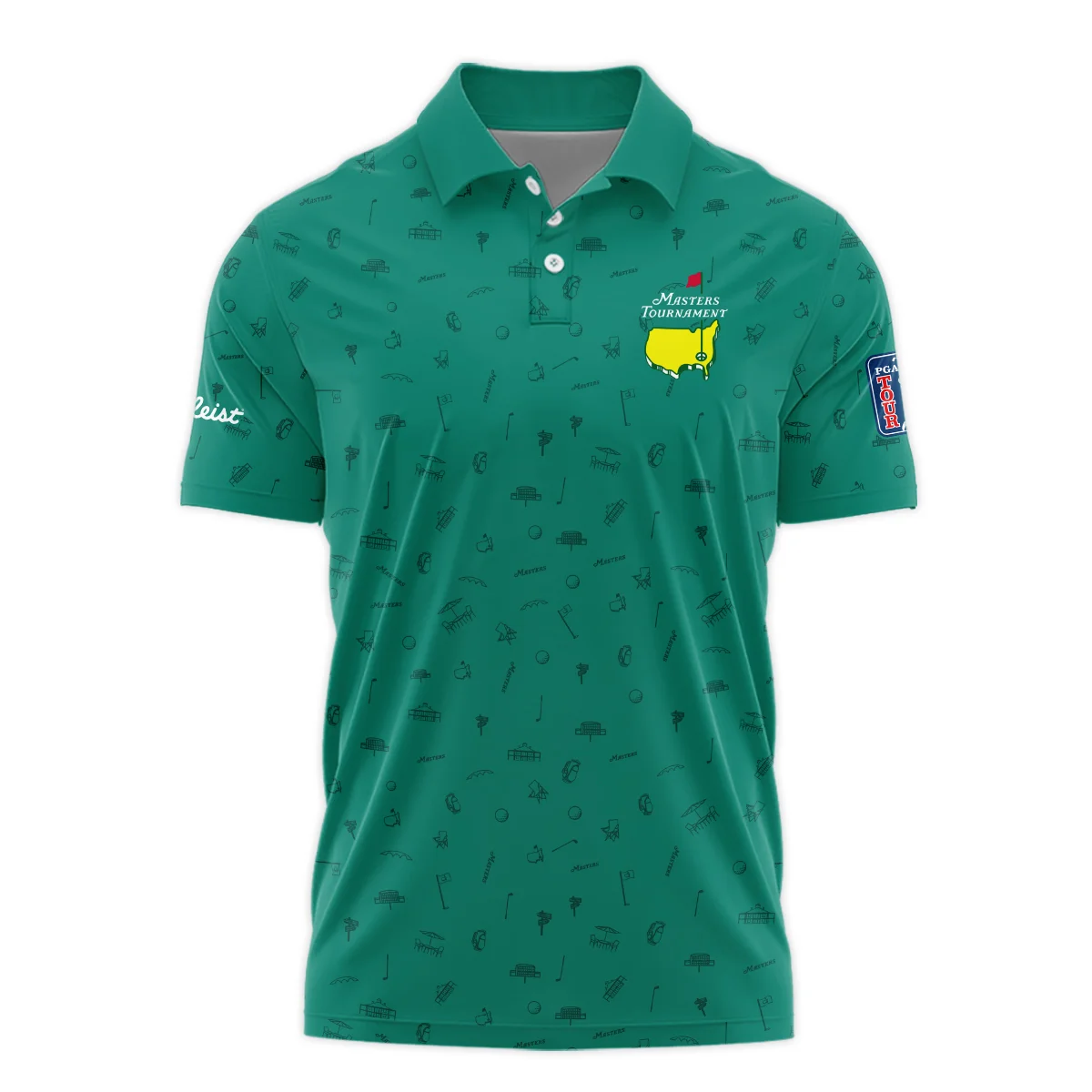 Golf Masters Tournament Titleist Polo Shirt Augusta Icons Pattern Green Golf Sports All Over Print Polo Shirt For Men