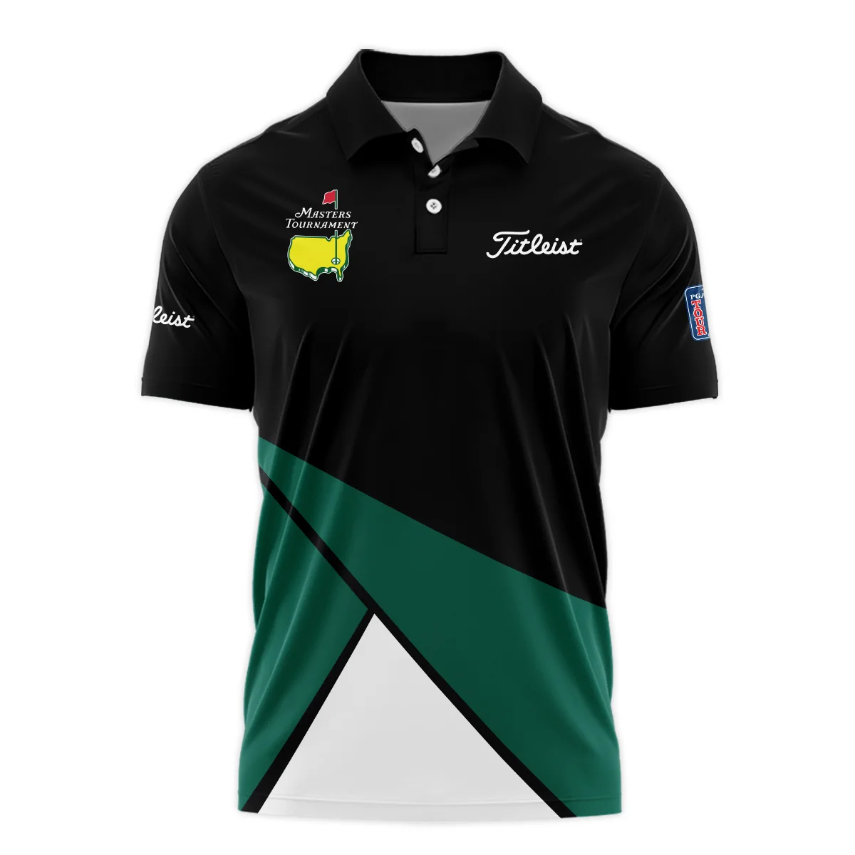 Golf Masters Tournament Titleist Polo Shirt Black And Green Golf Sports All Over Print Polo Shirt For Men