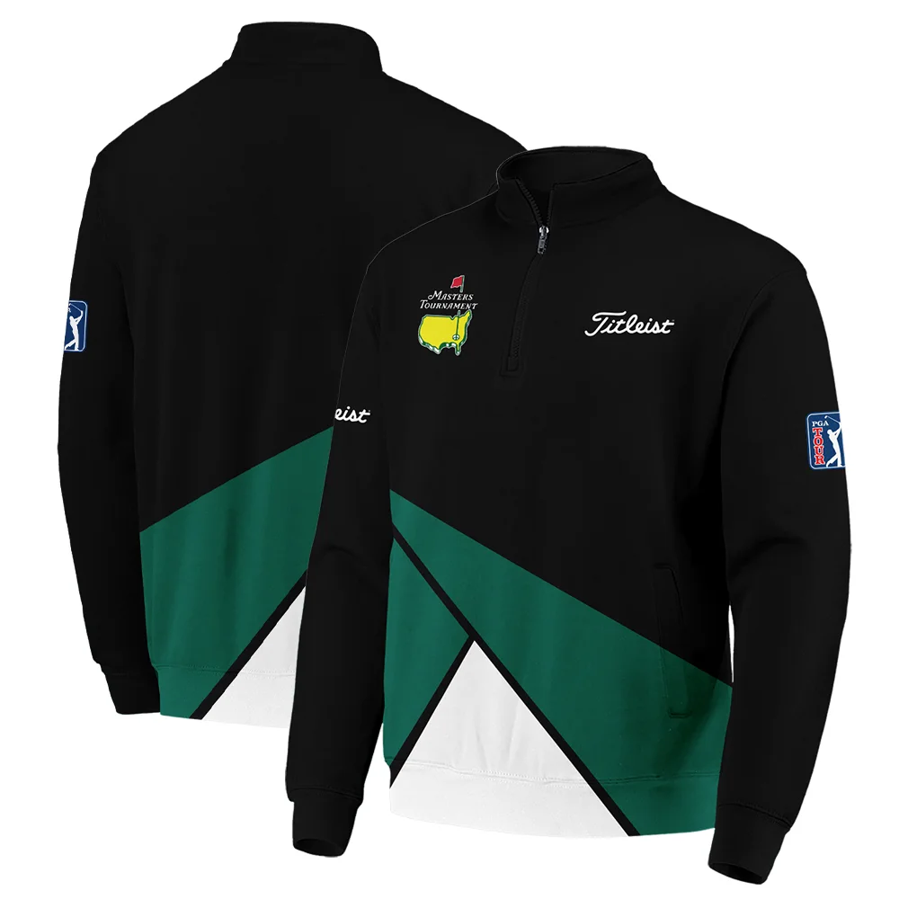 Golf Masters Tournament Titleist Quarter-Zip Jacket Black And Green Golf Sports All Over Print Quarter-Zip Jacket