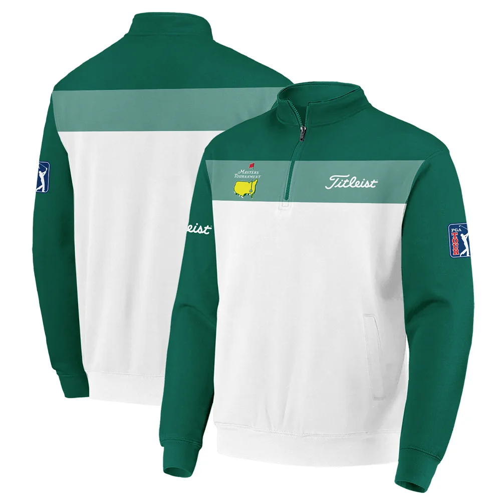 Golf Masters Tournament Titleist Quarter-Zip Jacket Sports Green And White All Over Print Quarter-Zip Jacket