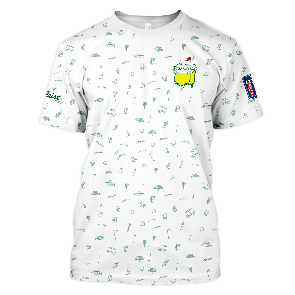 Golf Masters Tournament Titleist Unisex T-Shirt Augusta Icons Pattern White Green Golf Sports All Over Print T-Shirt