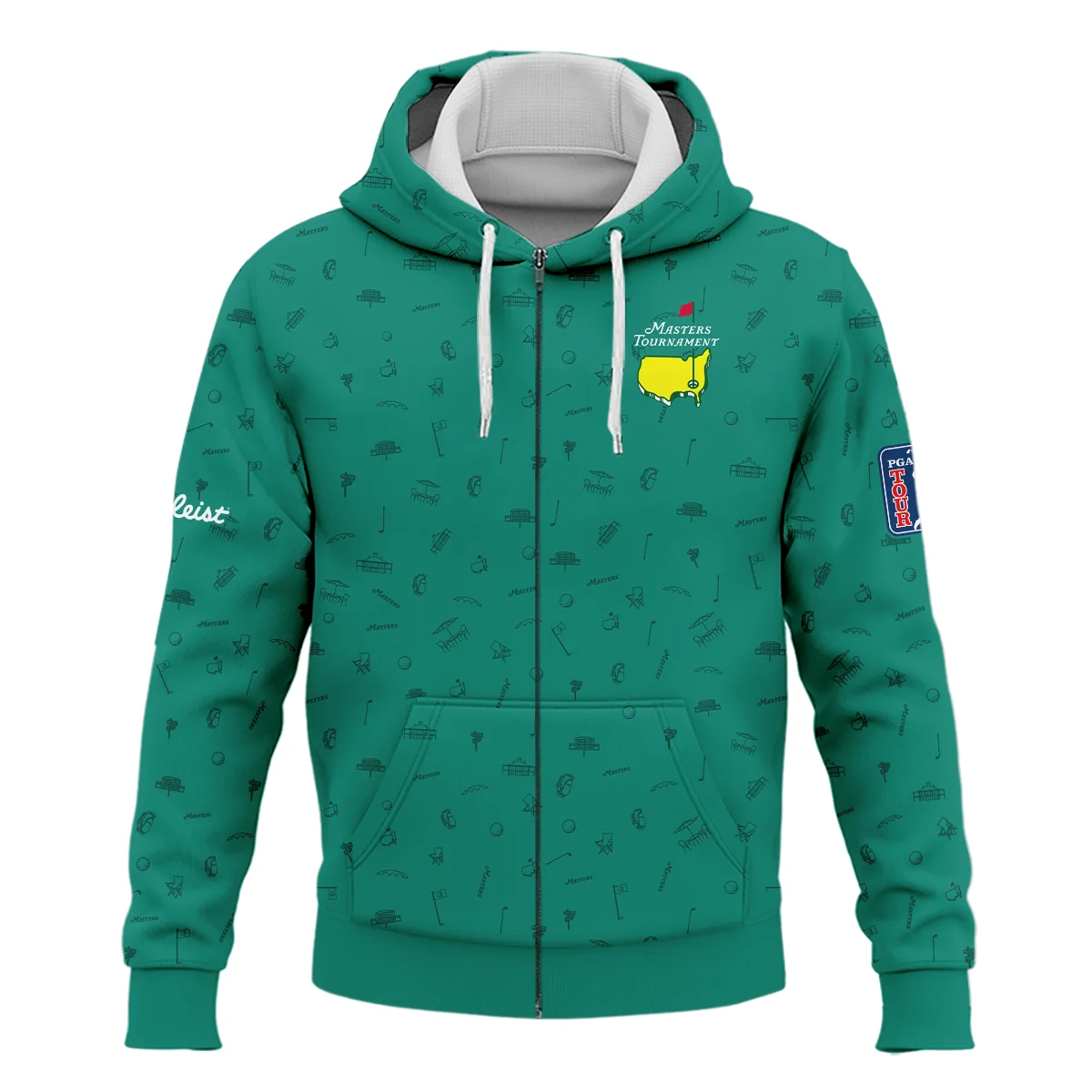 Golf Masters Tournament Titleist Zipper Hoodie Shirt Augusta Icons Pattern Green Golf Sports All Over Print Zipper Hoodie Shirt