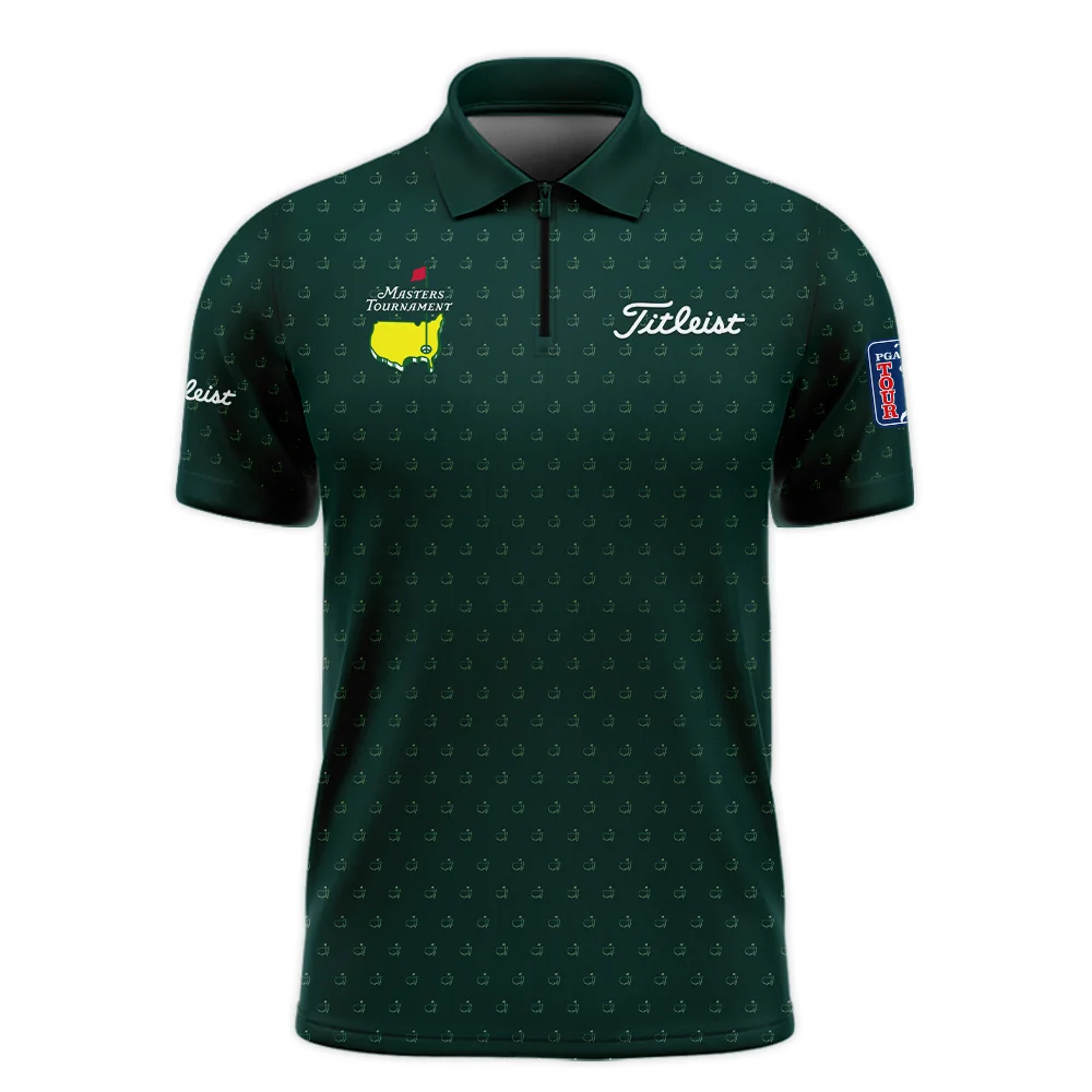 Golf Masters Tournament Callaway Zipper Polo Shirt Augusta Icons Pattern Green Golf Sports All Over Print Zipper Polo Shirt For Men