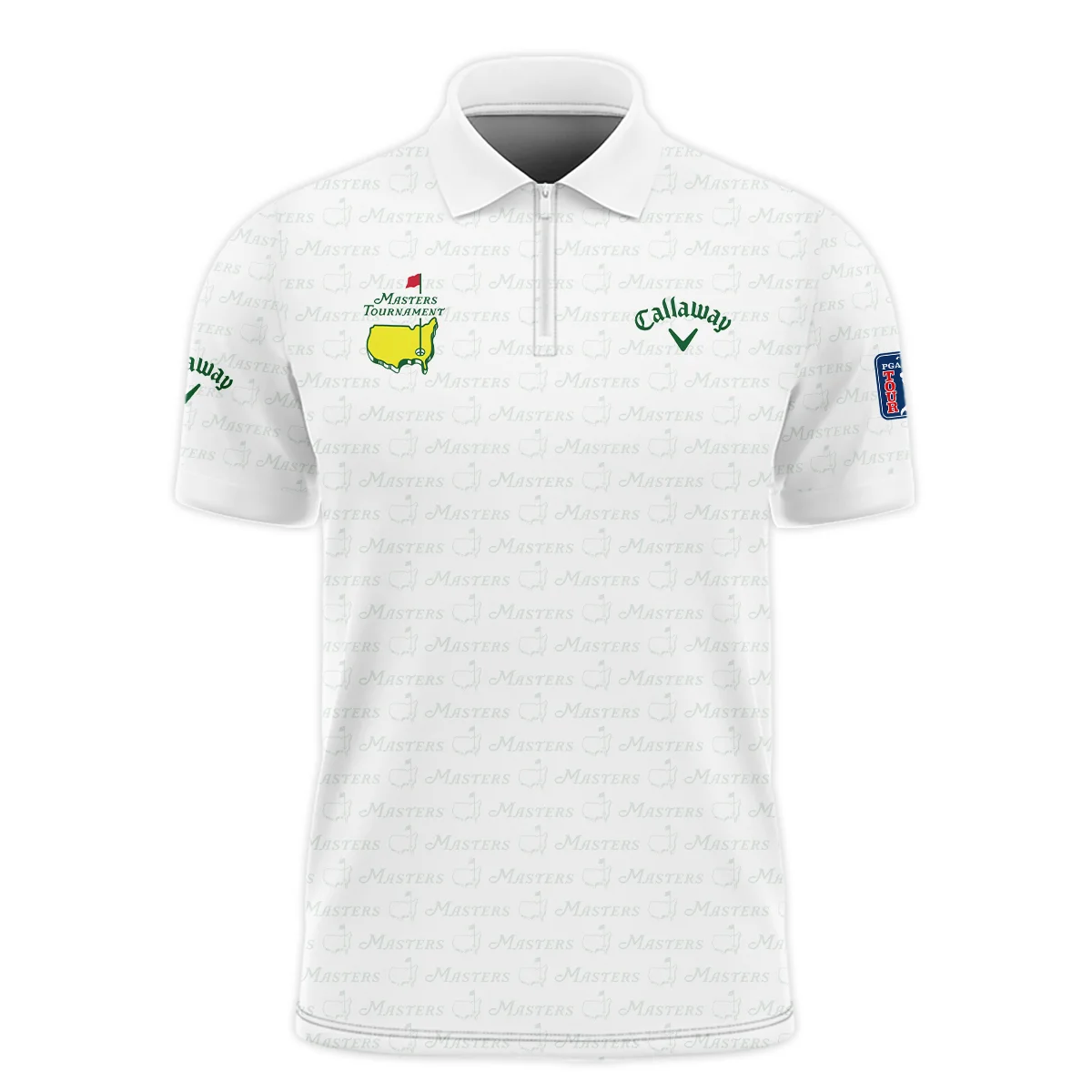 Golf Pattern Cup White Mix Green Masters Tournament Callaway Zipper Polo Shirt Style Classic Zipper Polo Shirt For Men