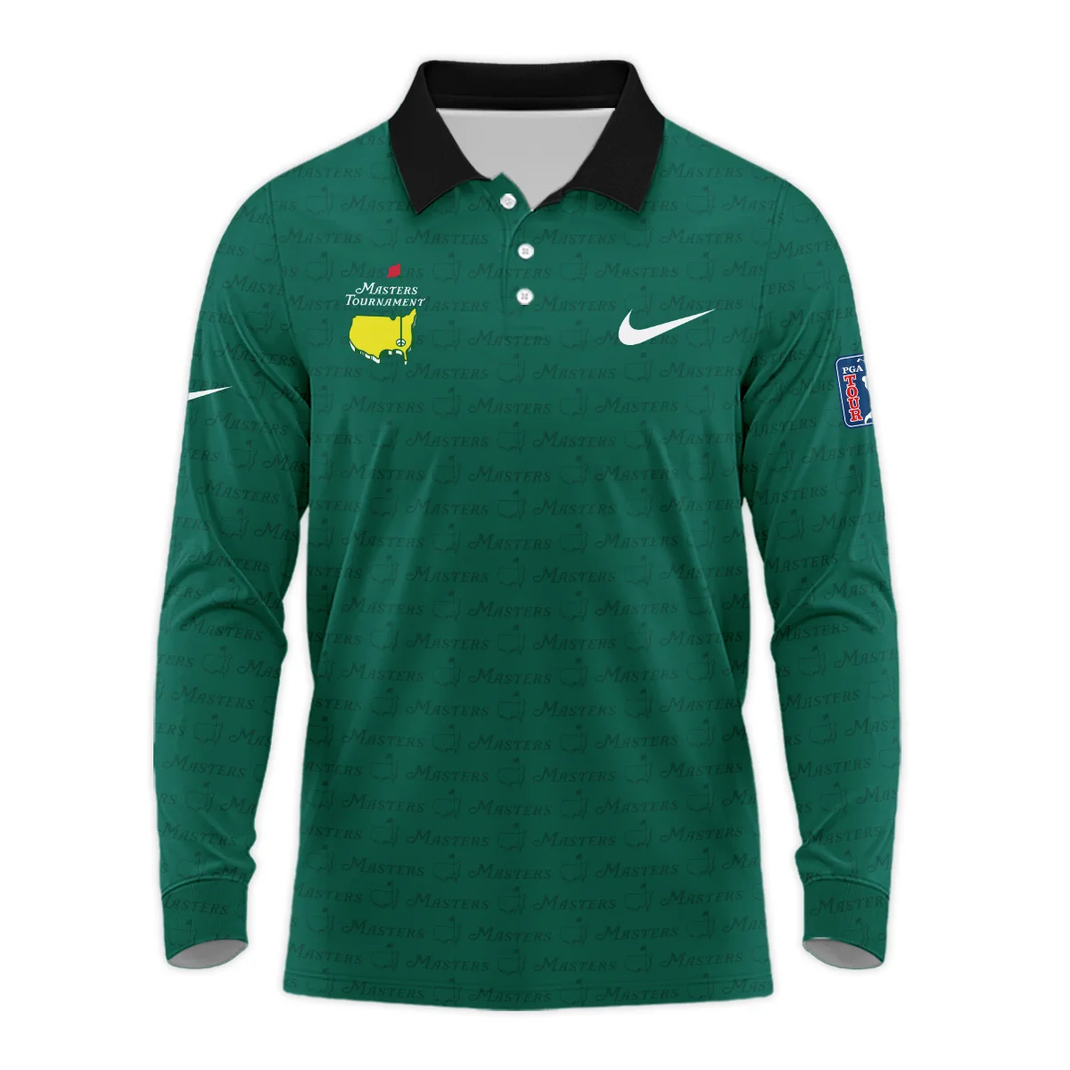 Masters Tournament Adidas Gradient Dark Green Pattern Long Polo Shirt Style Classic Long Polo Shirt For Men