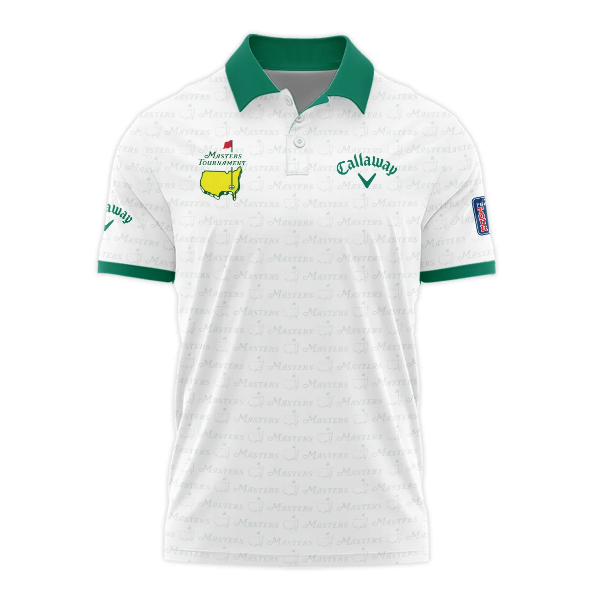 Golf Pattern Masters Tournament Callaway Polo Shirt White And Green Color Golf Sports All Over Print Polo Shirt For Men