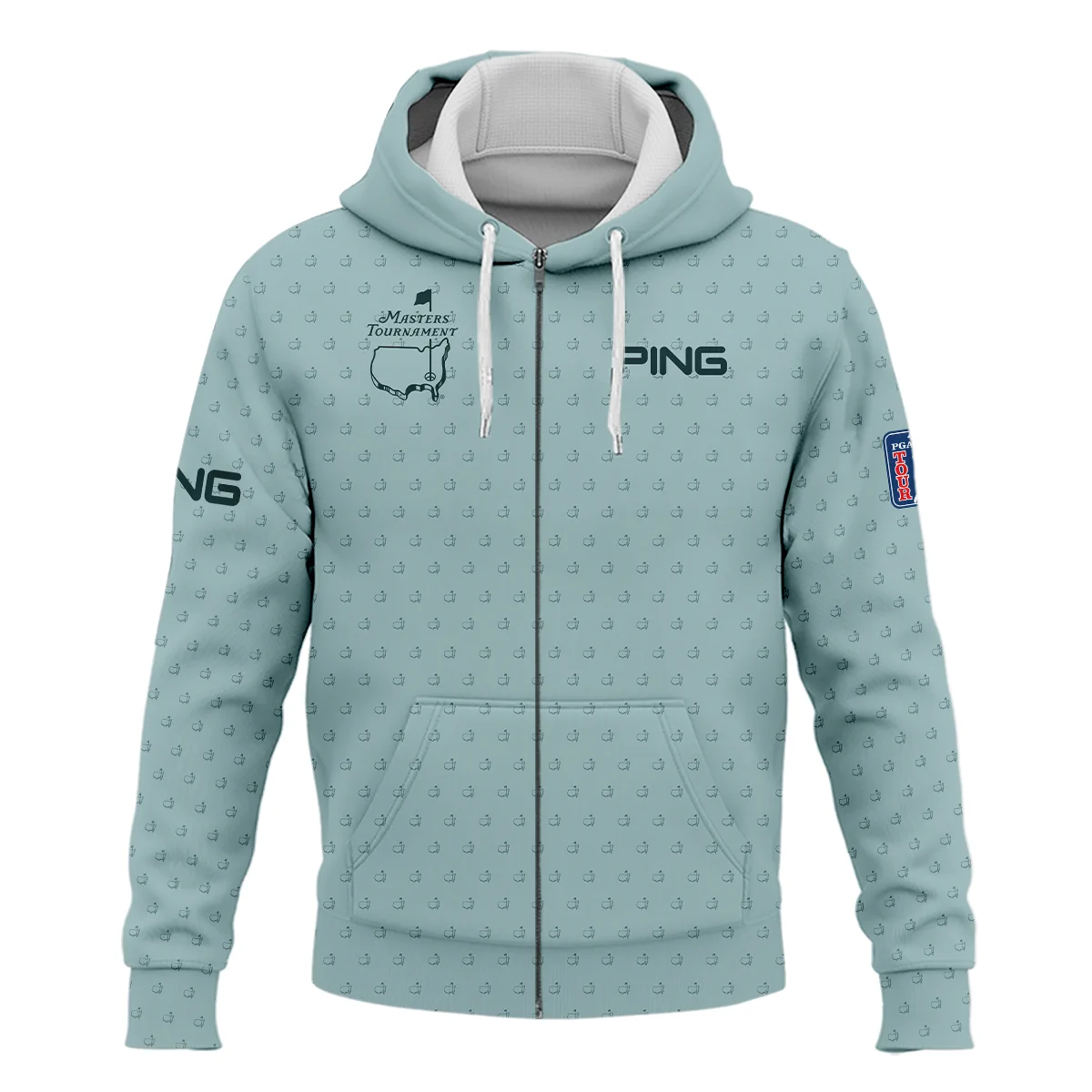 Pattern Masters Tournament Ping Zipper Hoodie Shirt White Light Blue Color Pattern Logo  Zipper Hoodie Shirt