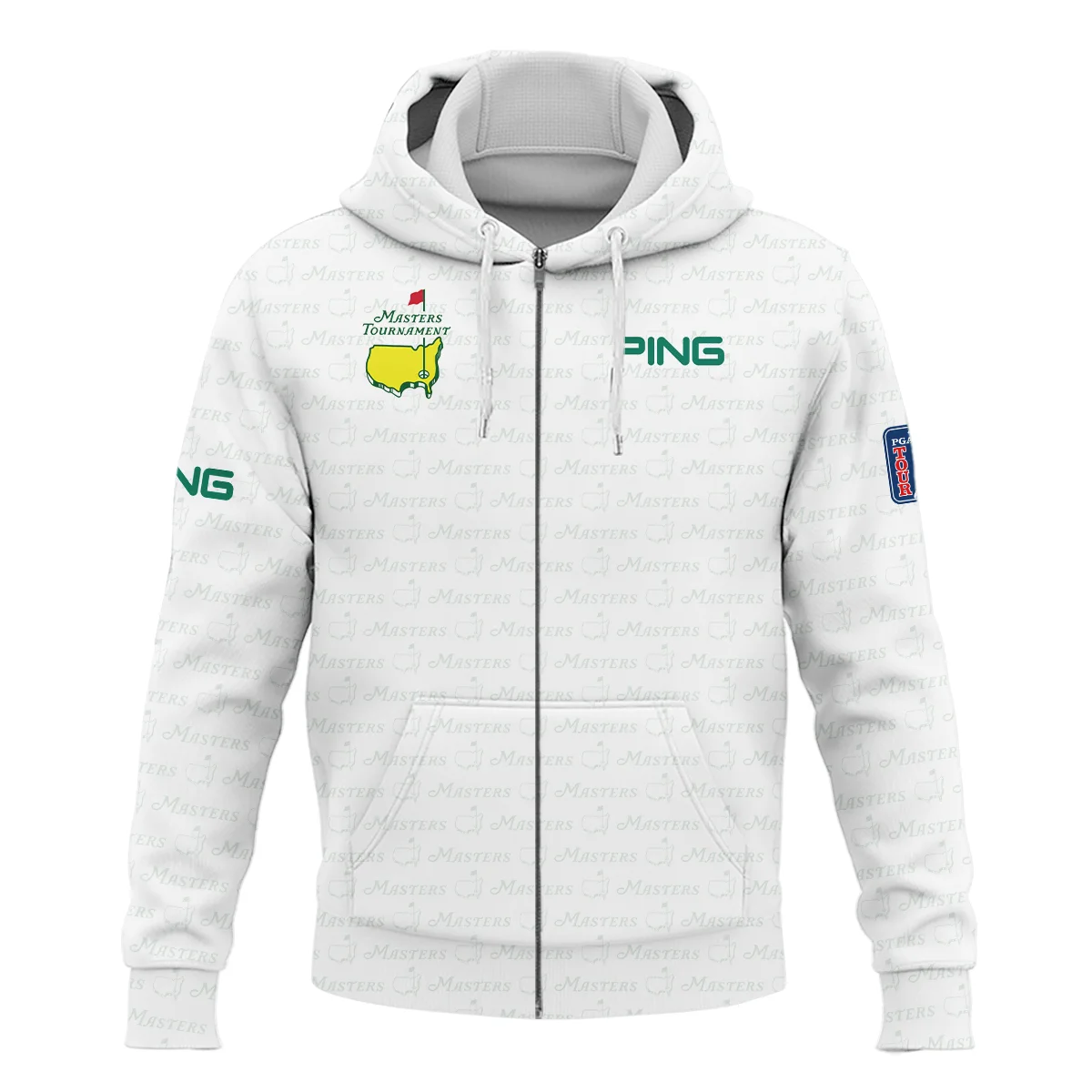 Golf Pattern Masters Tournament Ping Zipper Hoodie Shirt White And Green Color Golf Sports All Over Print Zipper Hoodie Shirt